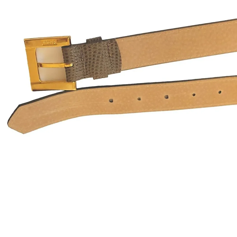 Ceinture Emmanuel Belt Hand Tipped Swirl Grain Leather Women Sz M
